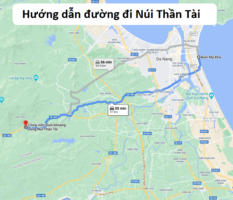 Hướng dẫn đường đi, cách di chuyển tới Núi Thần Tài Đà Nẵng