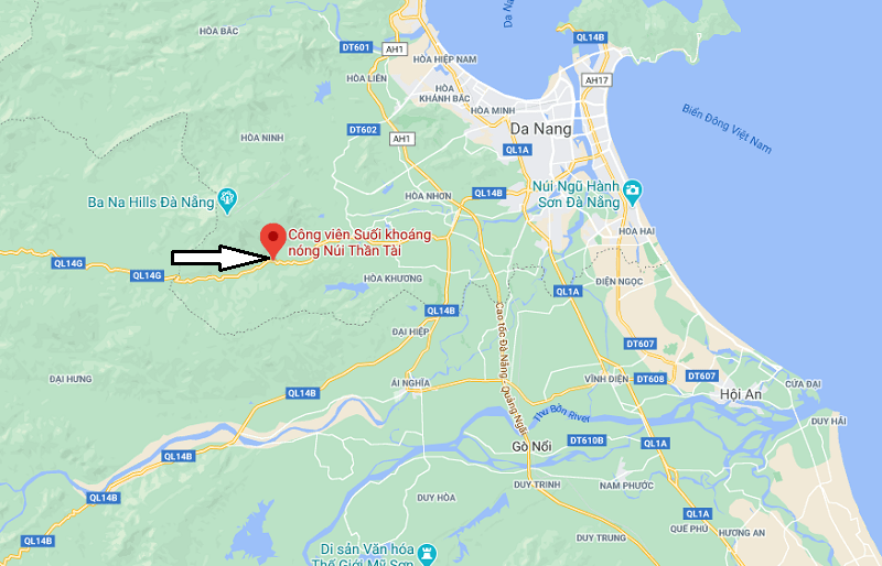 Núi Thần Tài ở đâu, cách trung tâm Đà Nẵng bao nhiêu km? Vị trí của Núi Thần Tài trên bản đồ