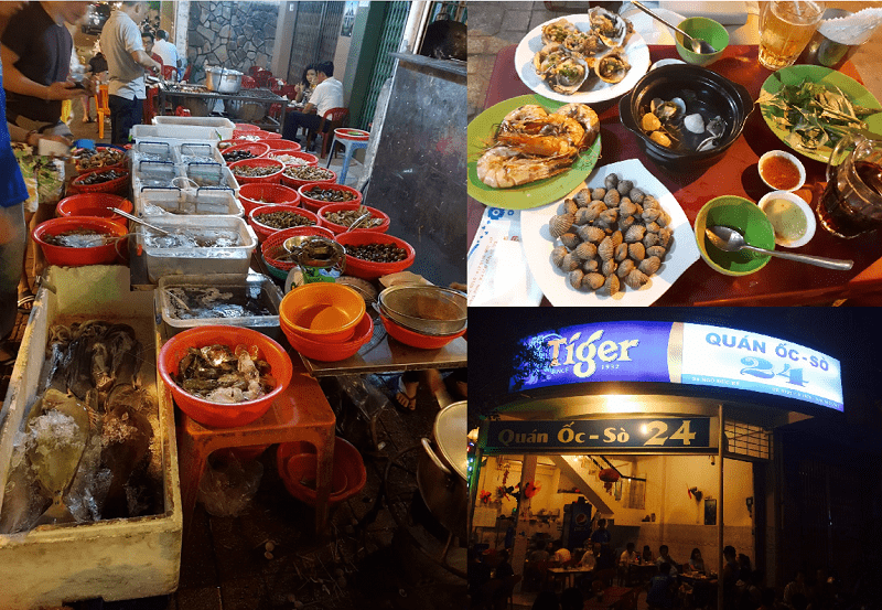 Kinh nghiệm ăn uống ở Nha Trang ngon, giá rẻ. Quán ngon Nha Trang. Quán ốc 24