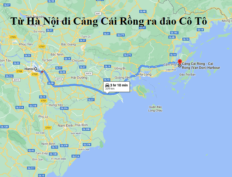 Hướng dẫn du lịch đảo Cô Tô tự túc. Đường đi từ Hà Nội tới cảng Cái Rồng ra đảo Cô Tô