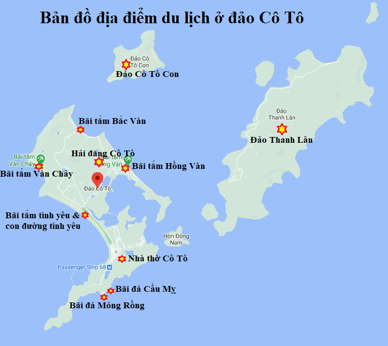 Kinh nghiệm du lịch đảo Cô Tô. Bản đồ du lịch đảo Cô Tô