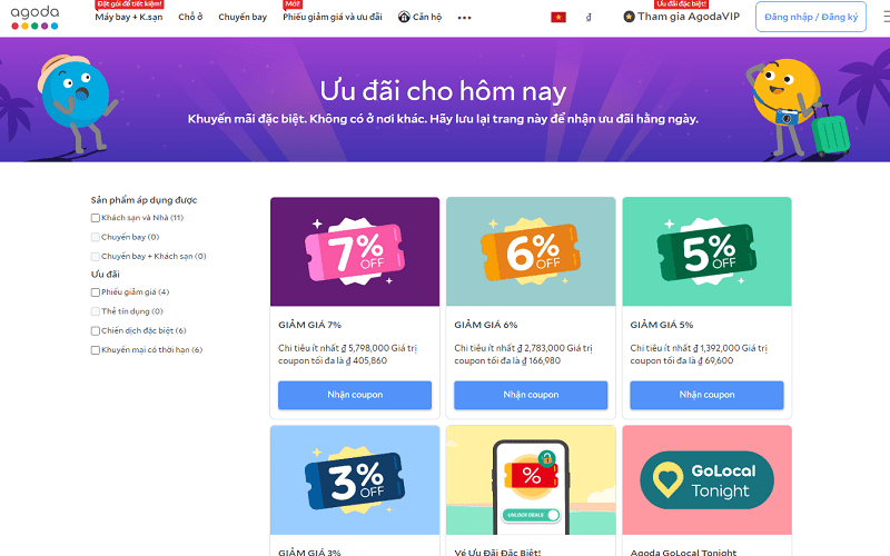 Mã giảm giá Agoda mới nhất