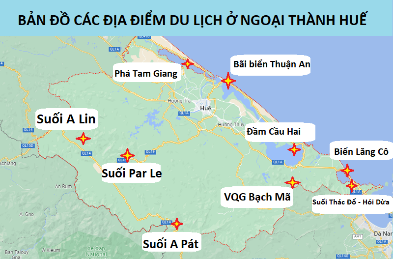 Bản đồ địa điểm du lịch Huế ở ngoại thành