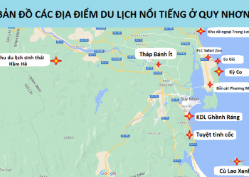 Bản đồ du lịch Quy Nhơn về các địa điểm tham quan nổi tiếng