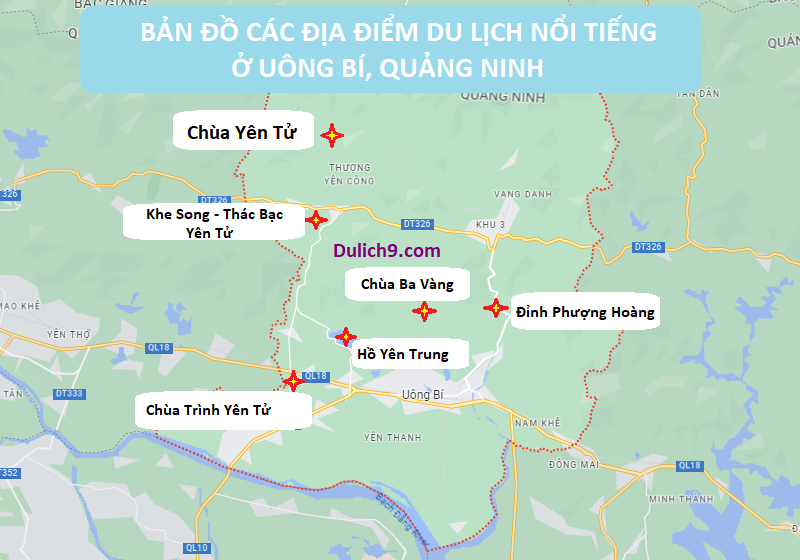 Bản đồ du lịch Quảng Ninh bằng hình ảnh cụ thể. Khu vực TP Uông Bí