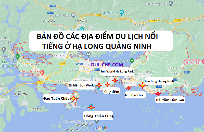 Bản đồ du lịch Quảng Ninh bằng hình ảnh cụ thể