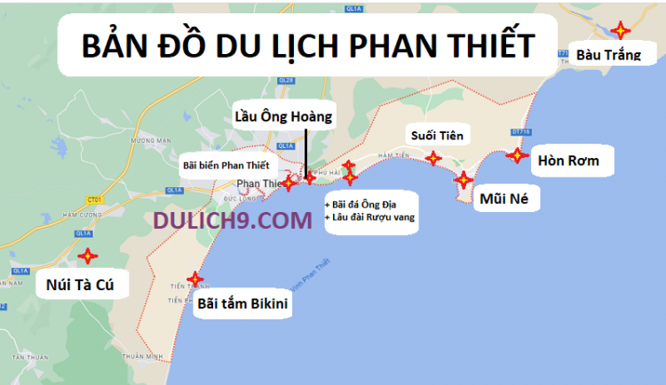 Bản đồ du lịch Phan Thiết bằng hình ảnh mới nhất 2026